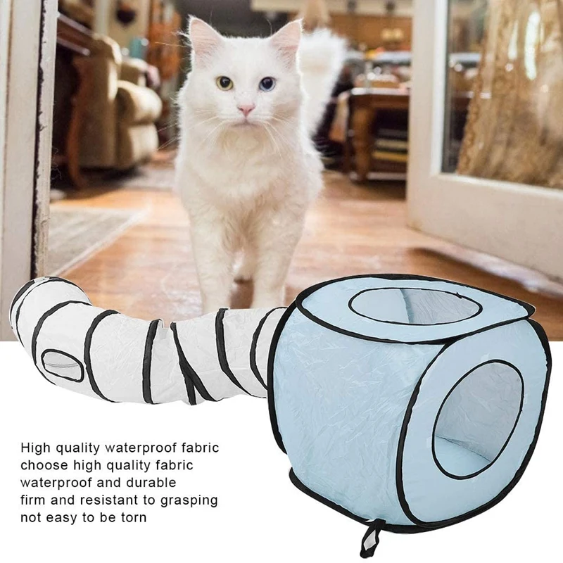 

Cat Tunnel Tent S-Type Folding Cat Tunnel Indoor Portable Pet Tunnel Toy for Kitten Rabbits Hamster Blue(Blue)