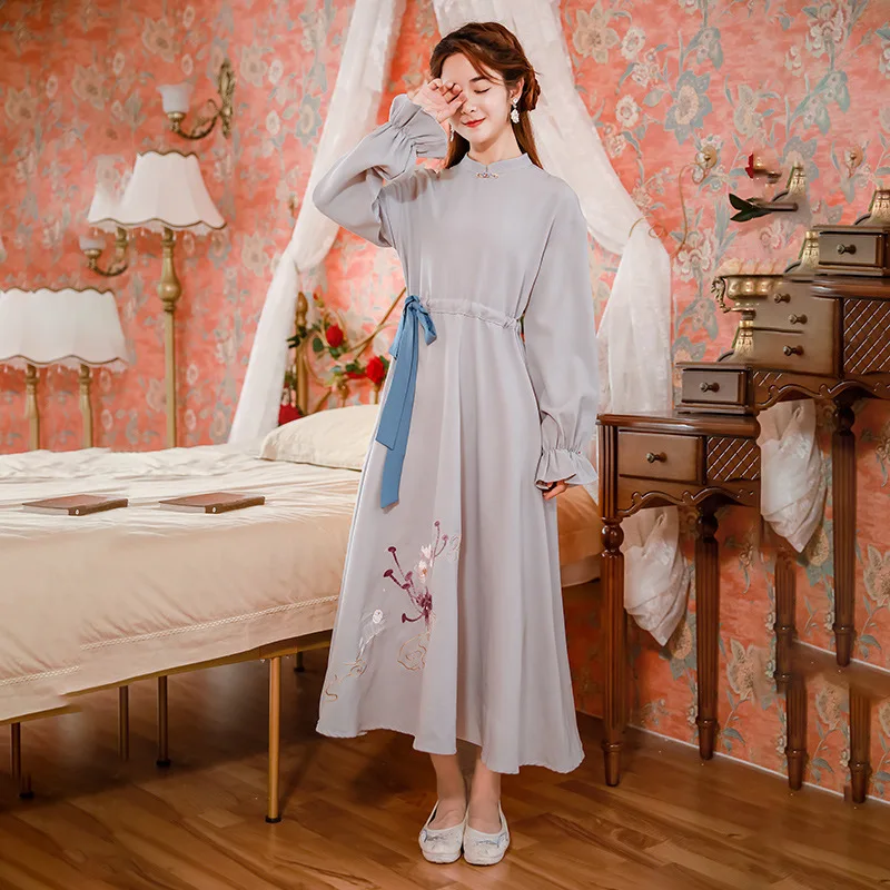 Вышитые танцевальные костюмы Hanfu Женское зимнее сказочное платье одежда для