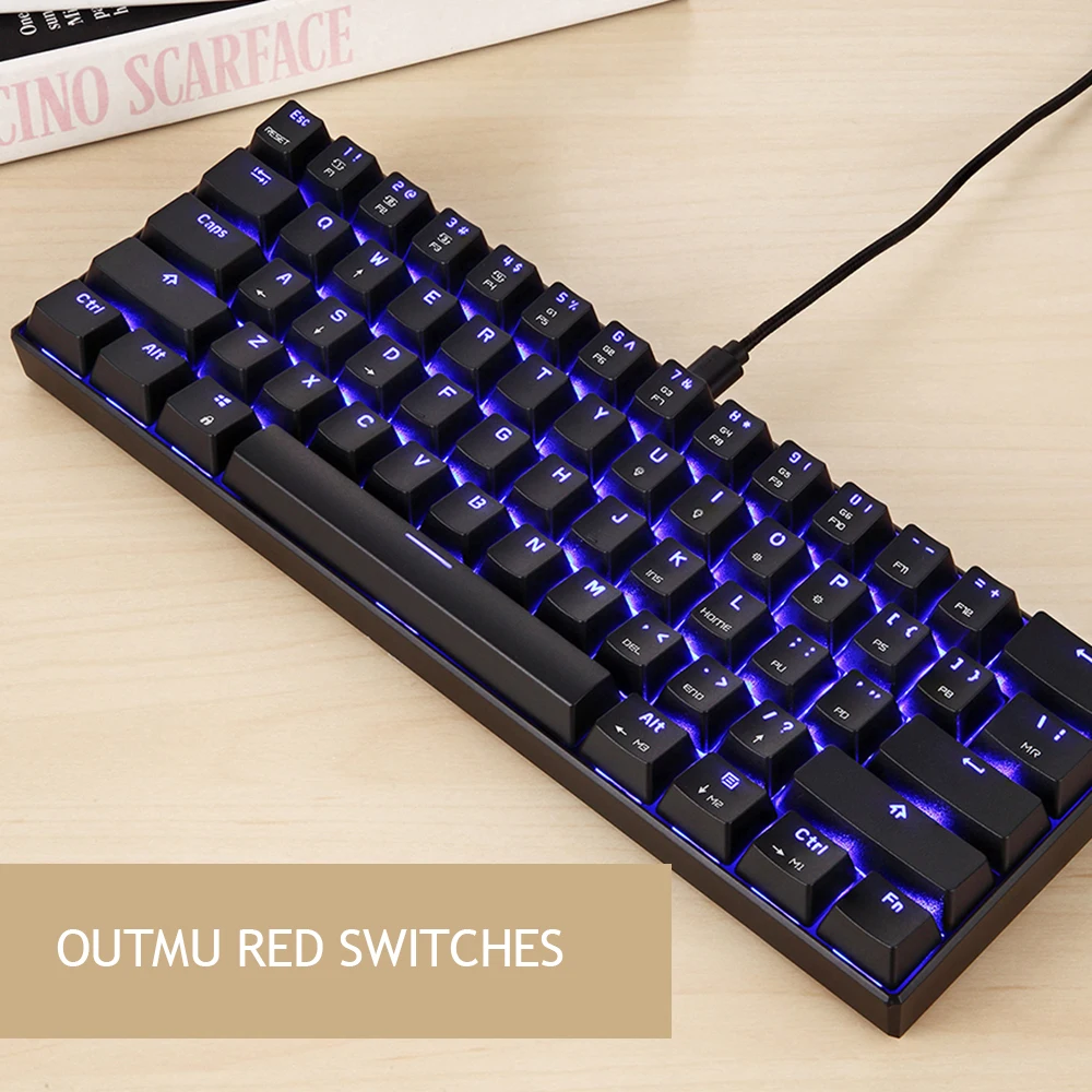 Motospeed CK61 игровая механическая клавиатура 61 клавишная USB Проводная RGB светодиодный