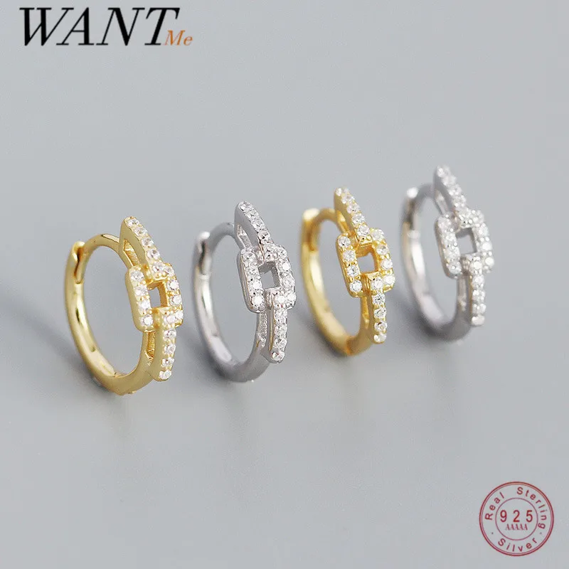 

Женские круглые серьги-цепочки WANTME, из стерлингового серебра 925 пробы, с цирконом, в стиле панк, роскошное украшение для вечеривечерние в сти...