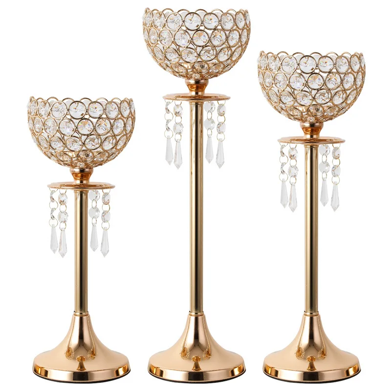 IMUWEN Metal Candle Holder Crystal Candlestick Flower Vases Wedding Table Centerpiece Pillar Flowers Stand For Home Party Decor | Дом и сад