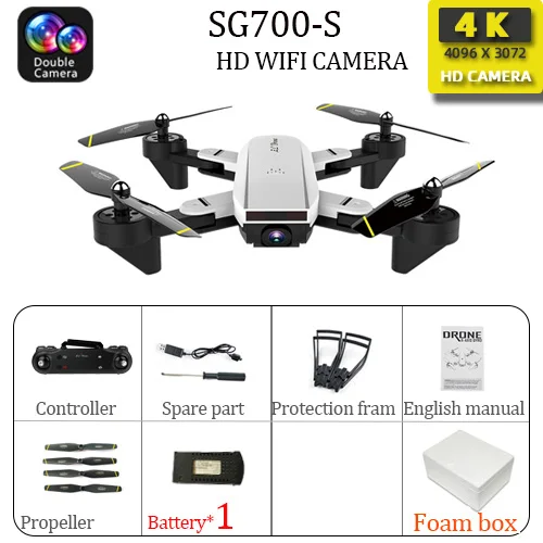 4K white 1B SG700 SG700S Дрон с камерой 4k 1080P 720P HD камера Дрон Профессиональный Дрон дрона Квадрокоптер игрушка-Вертолет игрушка - Цвет: 4K white 1B