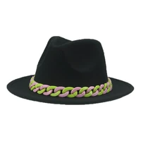 feroras hats women wide brim candy color chain pink black panama hats fashionable decoration luxury hats sombrero vaquero rosado