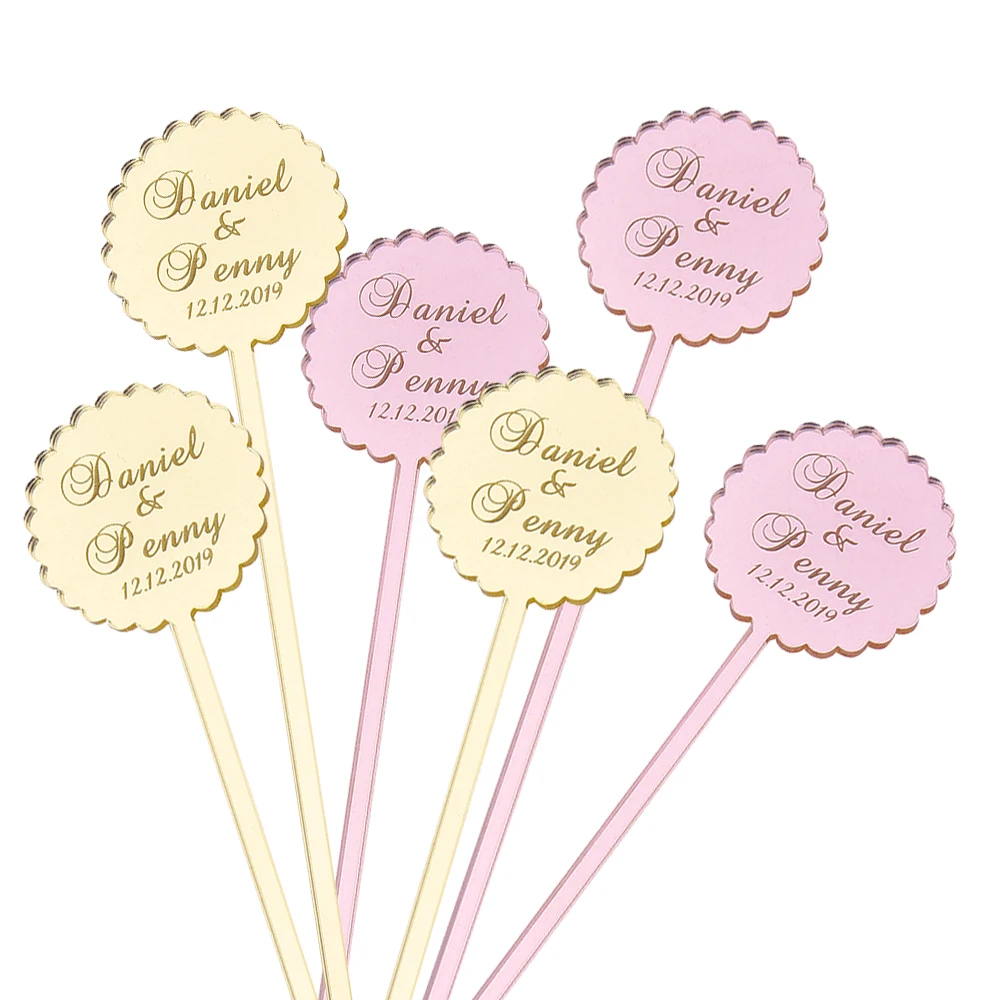 12 шт. Персонализированная Коктейльная мешалка волнистые круги под заказ