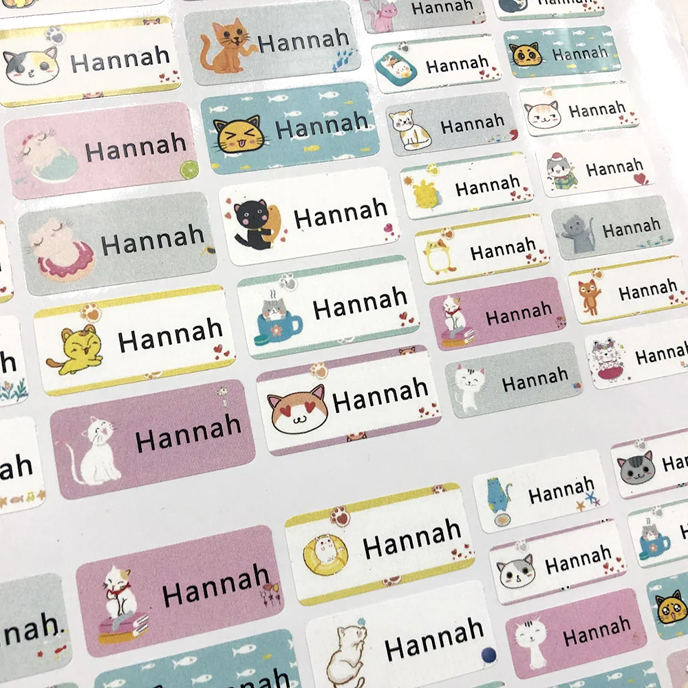 114 шт. наклейки с рисунками кошек на заказ Именные Бирки Для детей