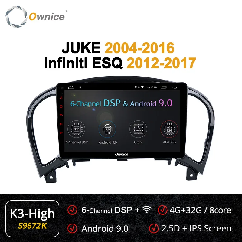 Ownice Android 9,0 360 Panorama автомобильный dvd-плеер gps k3 k5 k6 для NISSAN JUKE 2004- автомобильный радиоприемник с навигацией gps 4G LTE SPDIF - Цвет: S9672 K3-High
