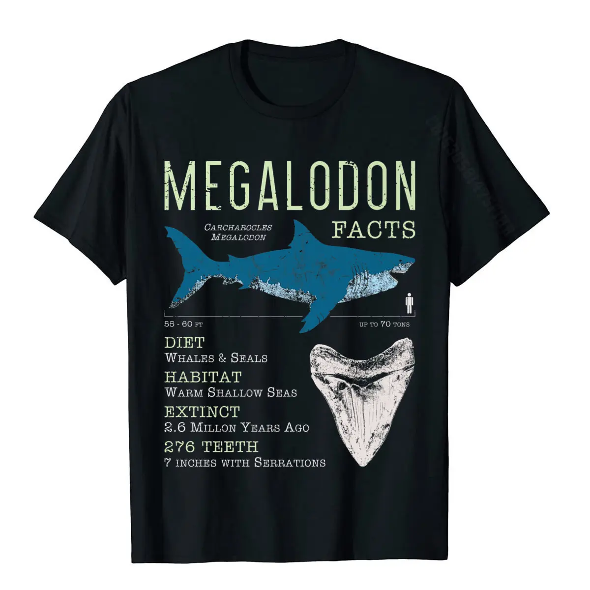 Megalodon T-Shirt | Meg Facts Funny Shark Lover T Shirt Gift Top T-Shirts For Men Summer Tees Discount Cool Cotton