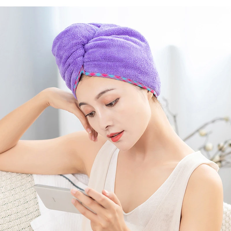 Женское полотенце для сушки волос из микрофибры однотонное быстросохнущее