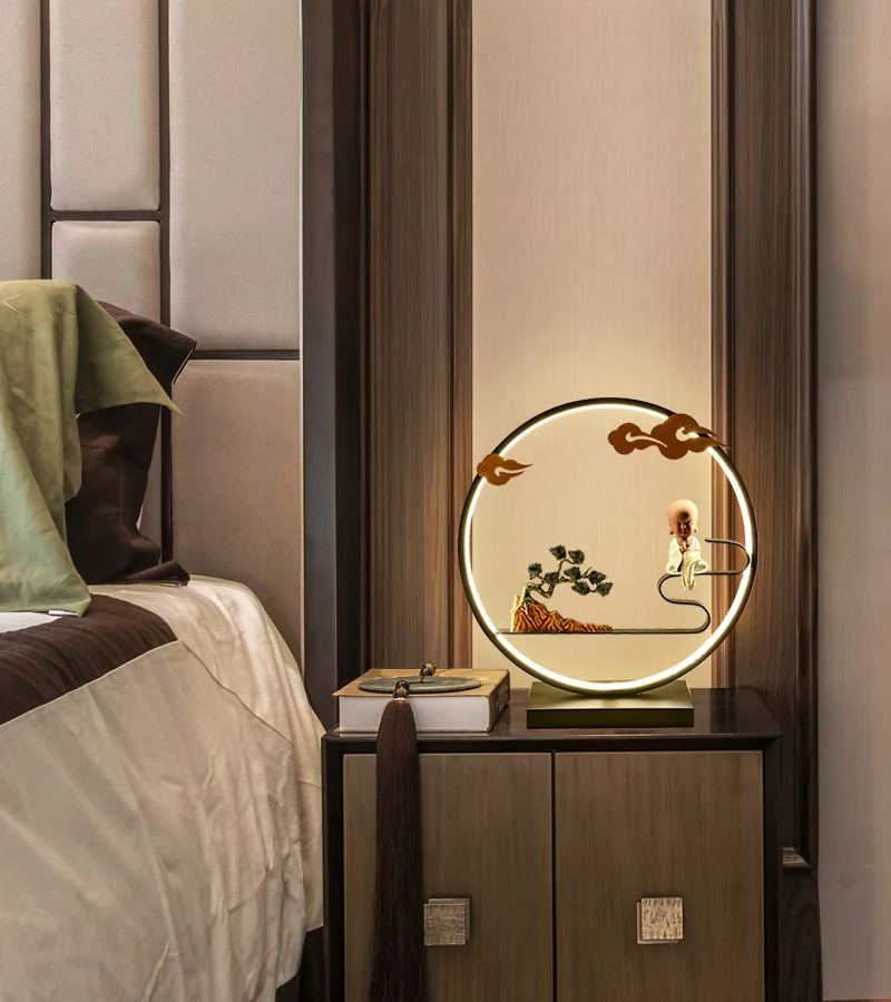 

Living room Desk Lamp Porch Study LED Night Light Zen Elegant Handicraft Decorative Lamp Modern Creative Lighting