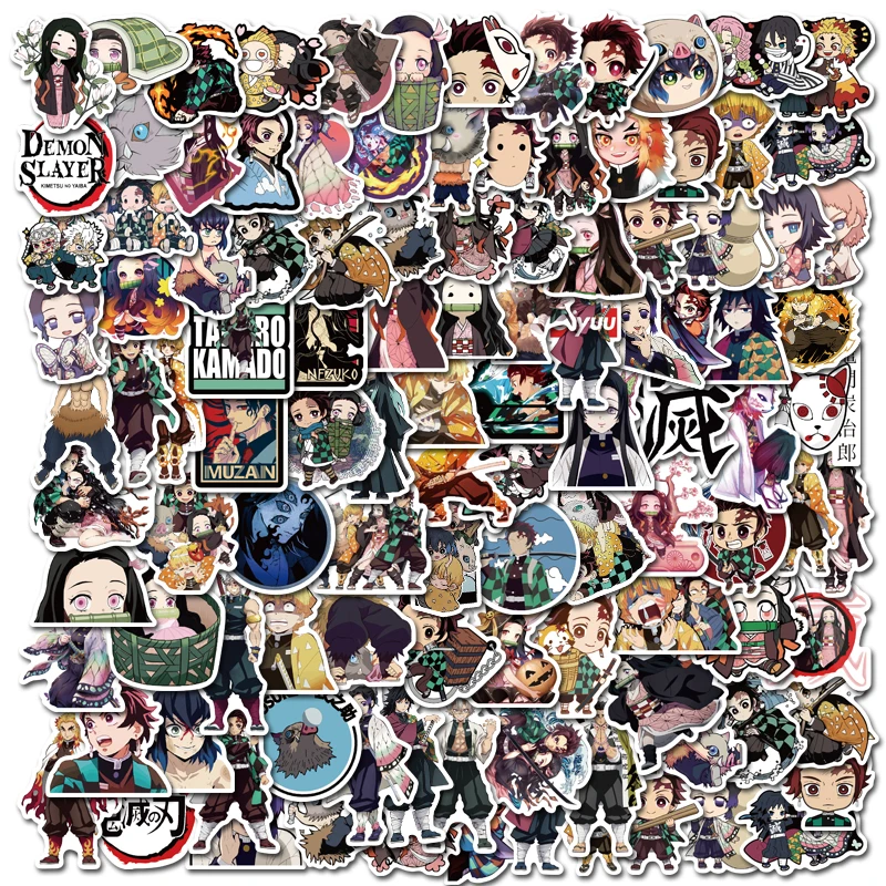 100 шт. аниме Demon Slayer Kimetsu No Yaiba Наклейка ПВХ скейтборд багаж мотоцикл гитара ребенок