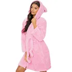 Милый фланелевый банный халат с животными для взрослых, одежда для сна, женский халат, ночная рубашка, плотный теплый халат, зимняя Пижама унисекс с плюшевой подкладкой в виде единорога, розовый