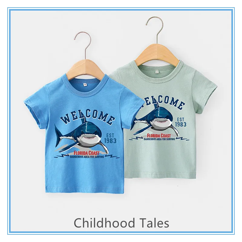 

Summer children's tops, cartoon printed short-sleeved boys' t-shirts, cute sports girls' fashion clothingg