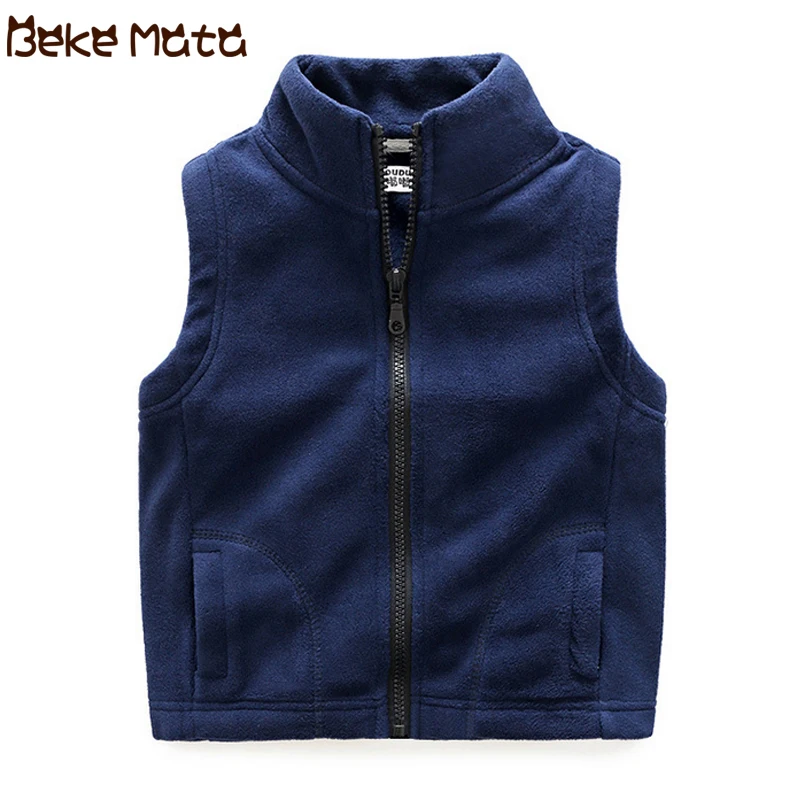 Детский осенний флисовый жилет для мальчиков и девочек однотонный хлопковый