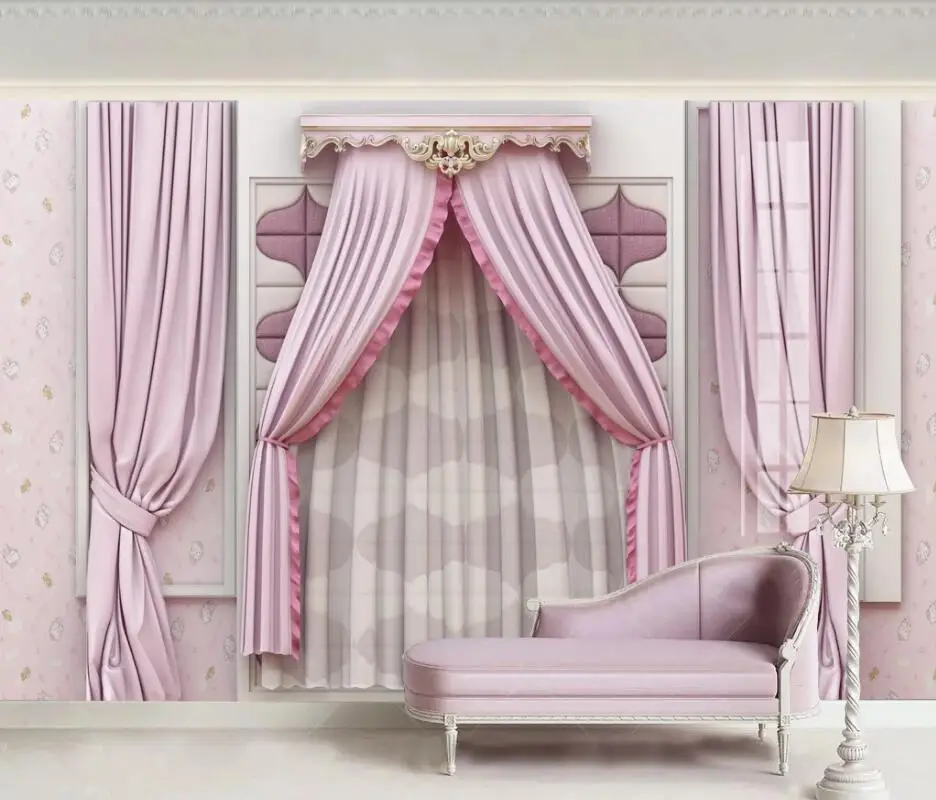 

AINYOOUSEM Pink curtain European-style carved 3d TV background wall papier peint papel de parede wallpaper 3d wallpaper stickers
