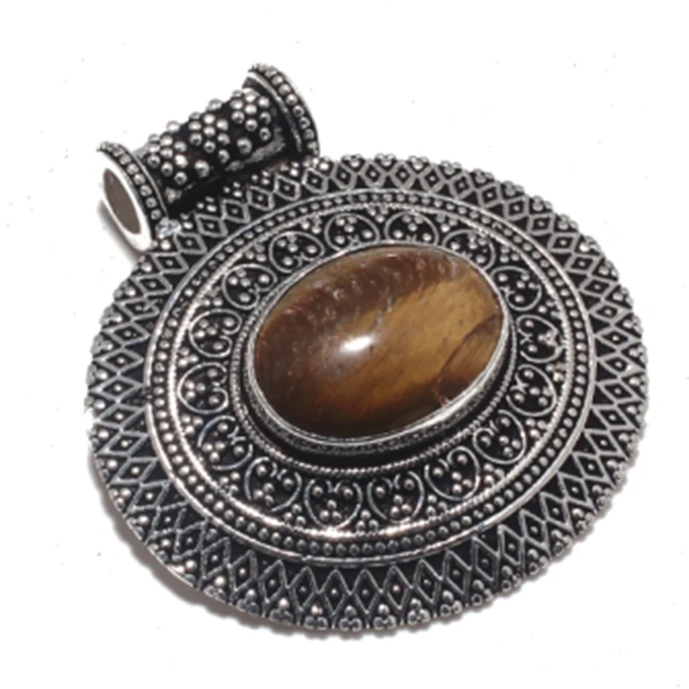 Подлинный кулон тигровый глаз без ожерелья тибетское серебро ручная работа