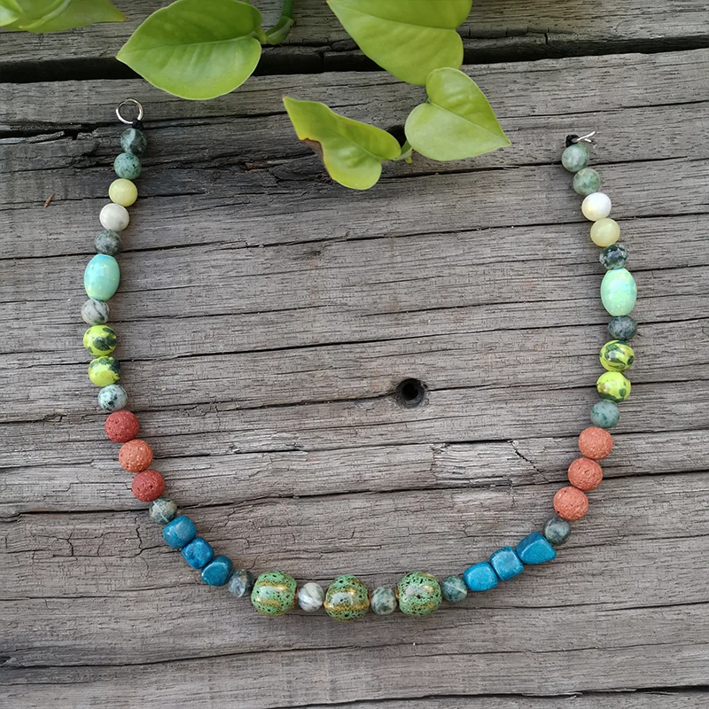 Этнические Каменные Бусы синий оникс Амазонит керамические бусины уникальные