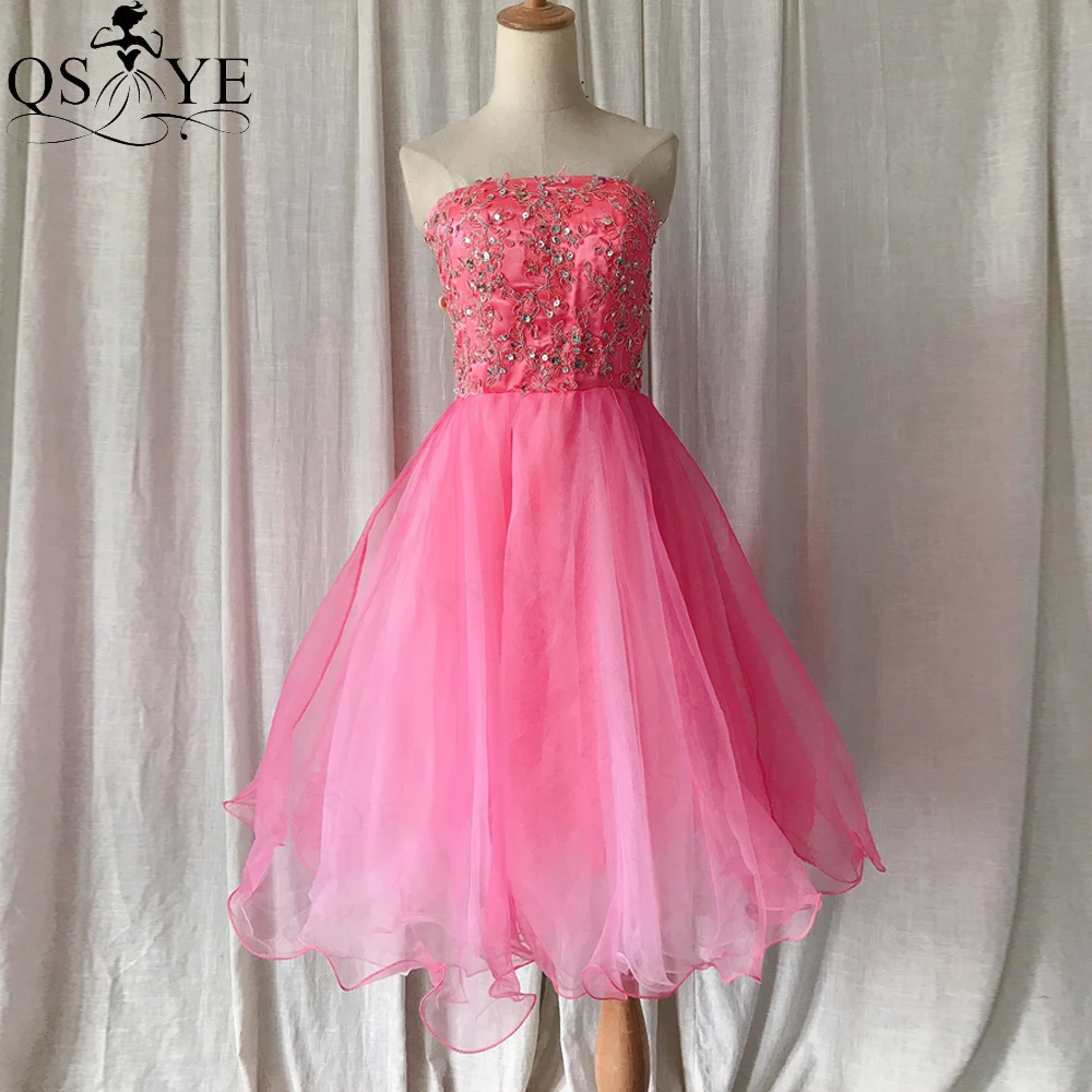 

Розовое короткое вечернее платье с бусинами, вечерние нее платье с открытыми плечами, ТРАПЕЦИЕВИДНОЕ милое короткое коктейльное платье для...
