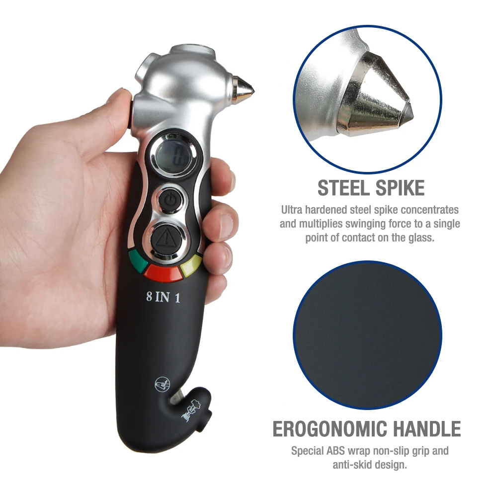 Цифровой манометр для шин WORKPRO 8 в 1 измеритель давления шинах фонарик ремня