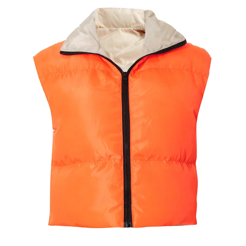 

Women's Double-Sided Down Jacket Zipper Up Vest Winter Fashion Sleeveless Vest Coat Casual Short Jacket Streetwear Cardigans