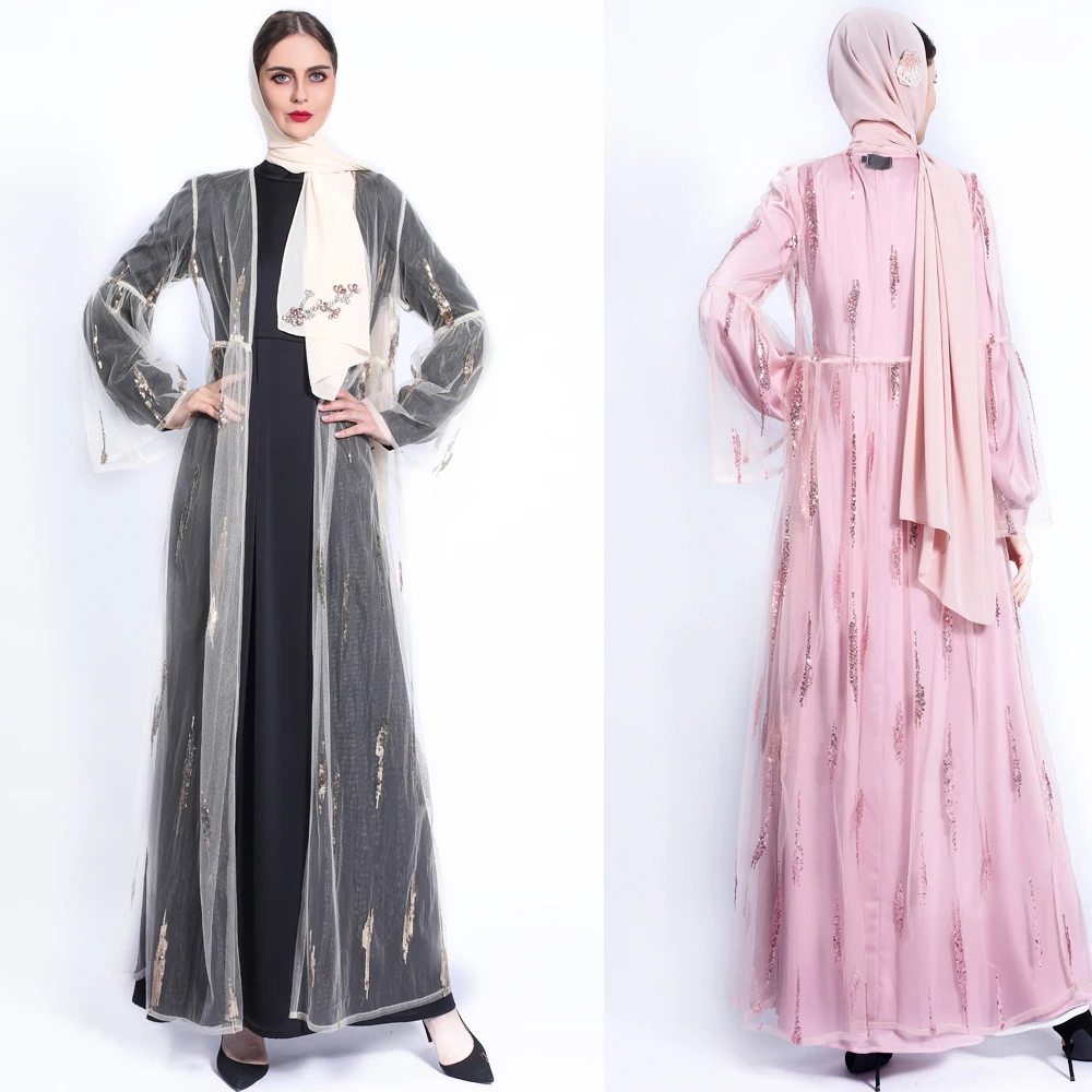 Женское однотонное кимоно с открытой абаей из Дубая