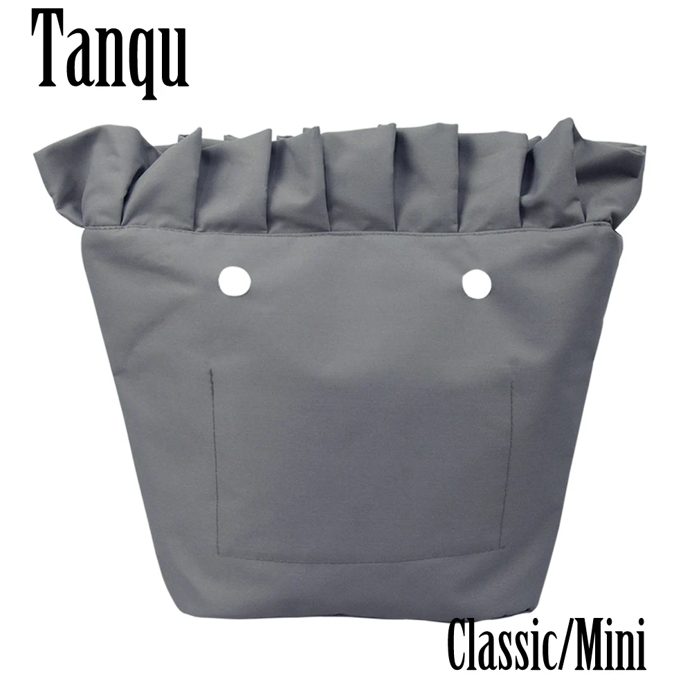 Tanqu-bolsillo con cremallera para Mini bolsa O, forro interior impermeable, plisado con volantes, tela sólida, clásico