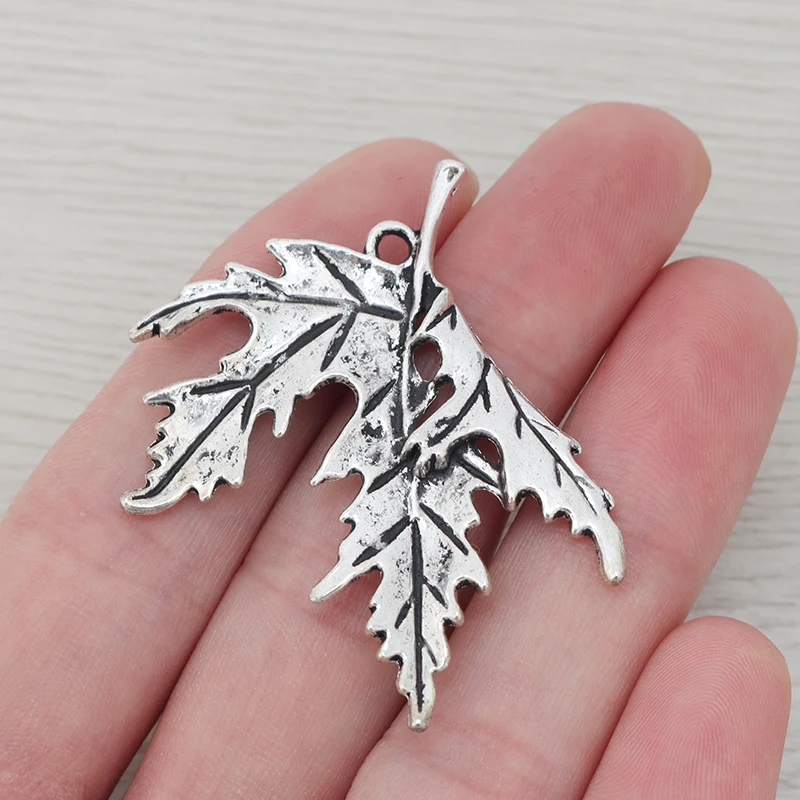 

10 x Tibetan Silver Maple Leaf Charms Pendants for Necklace Jewellery Making Accessories 51x42mm