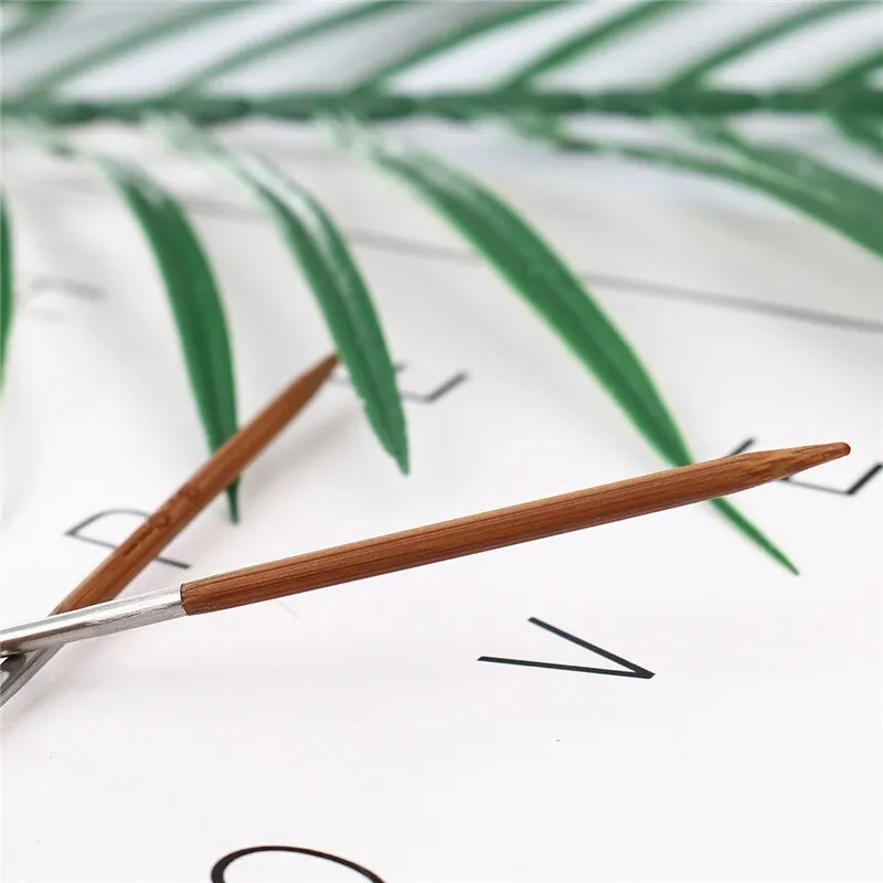 

40cm Stainless Steel Circular Knitting Needles Weaving Scarf Sweater Yarn Sewing Tools Crochet Extended Ring Needles 3mm 1pc