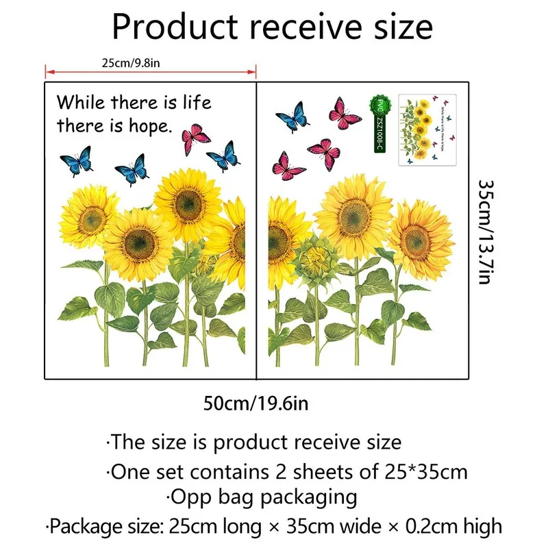 

Sunflowers Butterflies Wall Stickers flower Green Leaves Home Decor Murals Room Decoration Teenager Aesthetic Poster Wall Decals