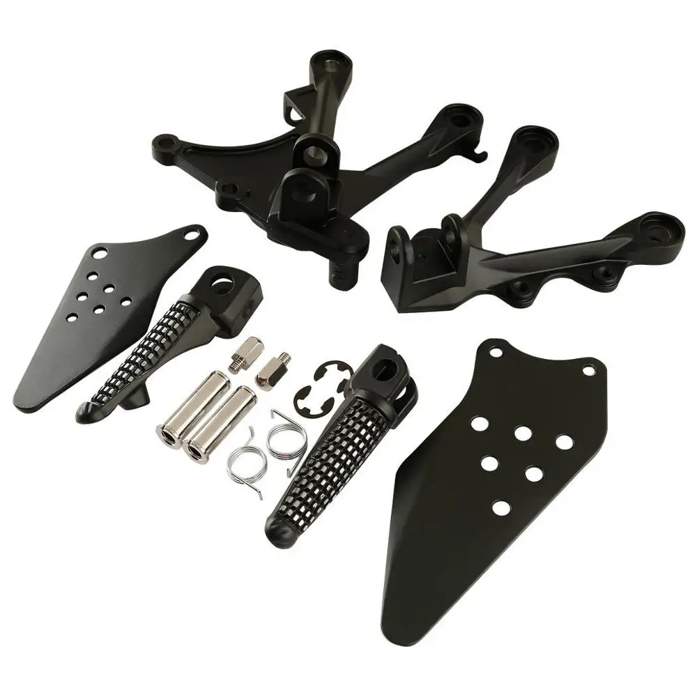 

Передняя подставка для ног мотоцикла, набор подножек для KAWASAKI NINJA ZX6R ZX-6R ZX636 2005-2008 2006 2007, черный, серебристый, матовый, черный