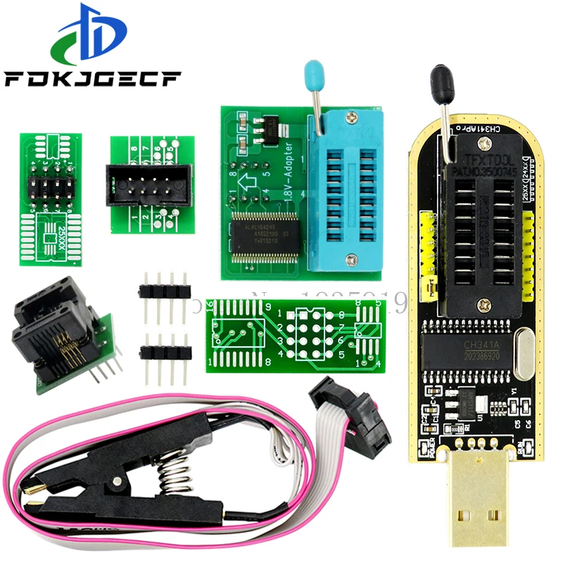CH341A программатор адаптер + SOIC8 SOP8 зажим с кабелем 1 8 в EEPROM Flash BIOS USB ZIF