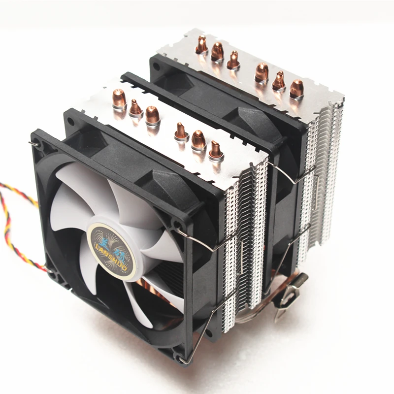 3/4PIN RGB светодиодный Процессор кулер 6 Heatpipe двойная башня 12V 9 см 2 шт/комплект