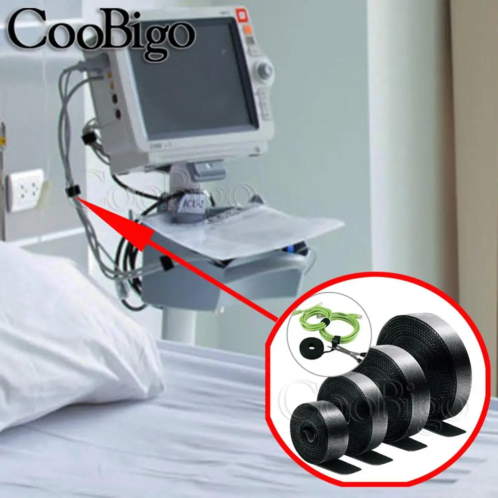 25 метров черная волшебная лента Velcros самоклеящаяся крепежная многоразовые