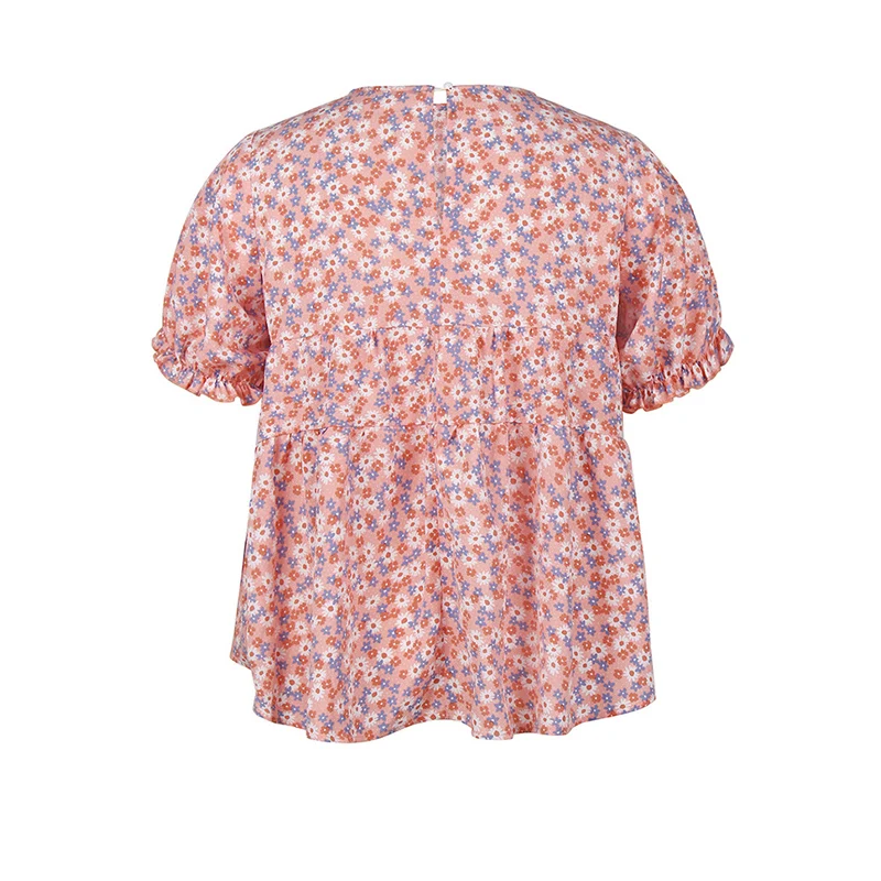 Женская блузка с круглым вырезом GIBSIE Повседневная Блузка коротким рукавом и