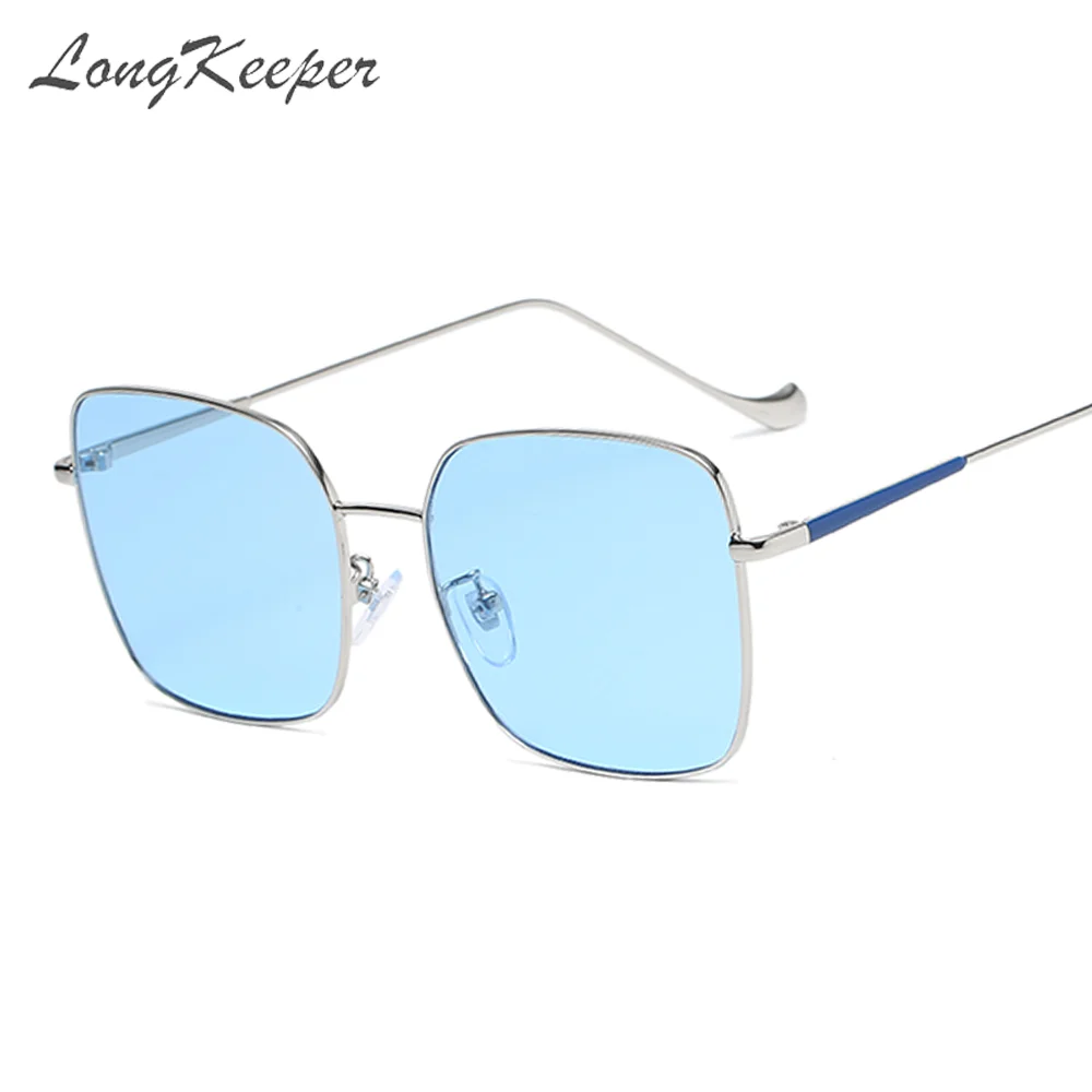

LongKeeper классические квадратные солнцезащитные очки, Женские винтажные металлические большие оправы, синие солнцезащитные очки для вождени...