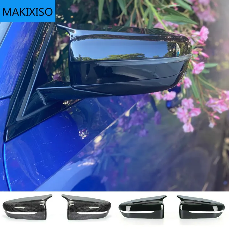 

2Pcs Car Bright Black Side Rear View Mirror Cover Replacement for BMW 5 Series G11 G12 G30 G38 2017-2019