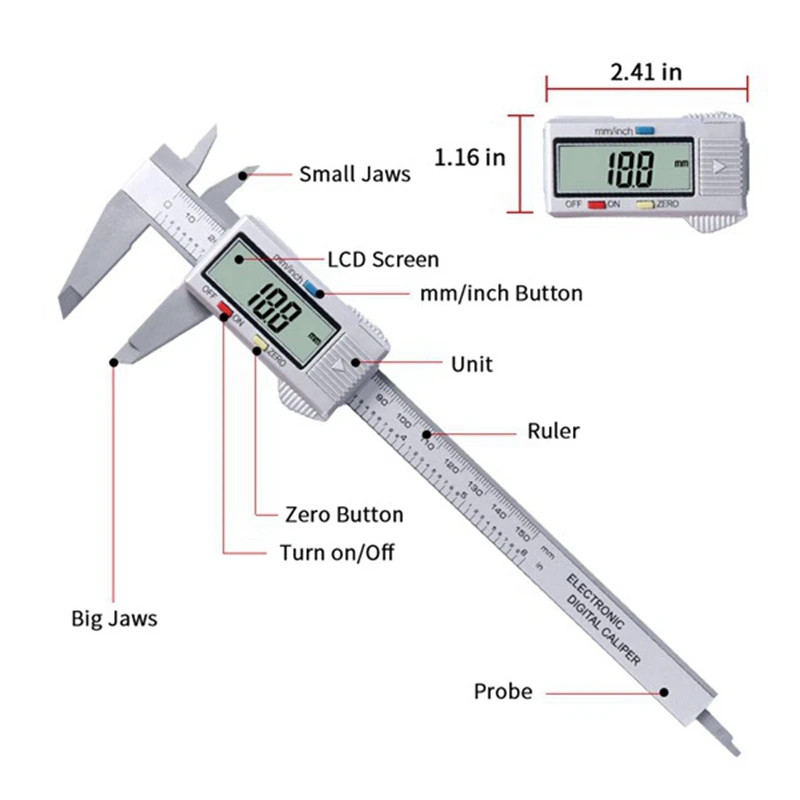 

Electronic Digital Vernier Caliper 0-150mm Electronic Vernier Calipers Micrometer Measuring Tools