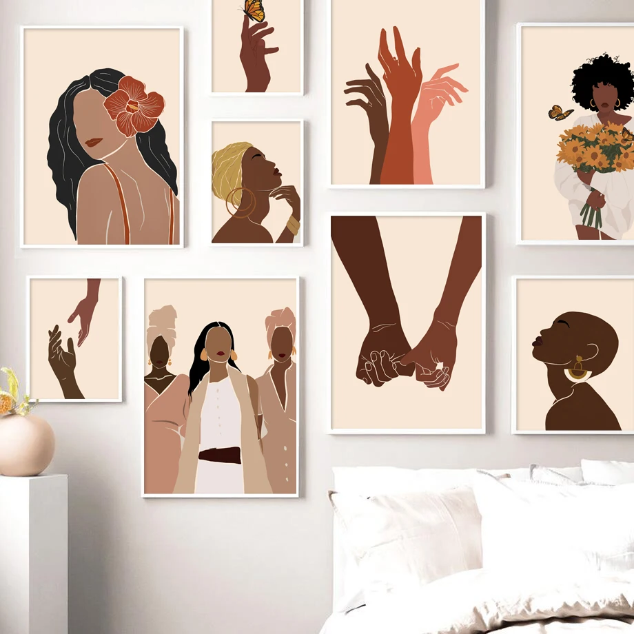 

Абстрактная черная девушка, настенная Картина на холсте, иллюстрация, африканские плакаты и принты, картина для гостиной, Рождество, декор к...