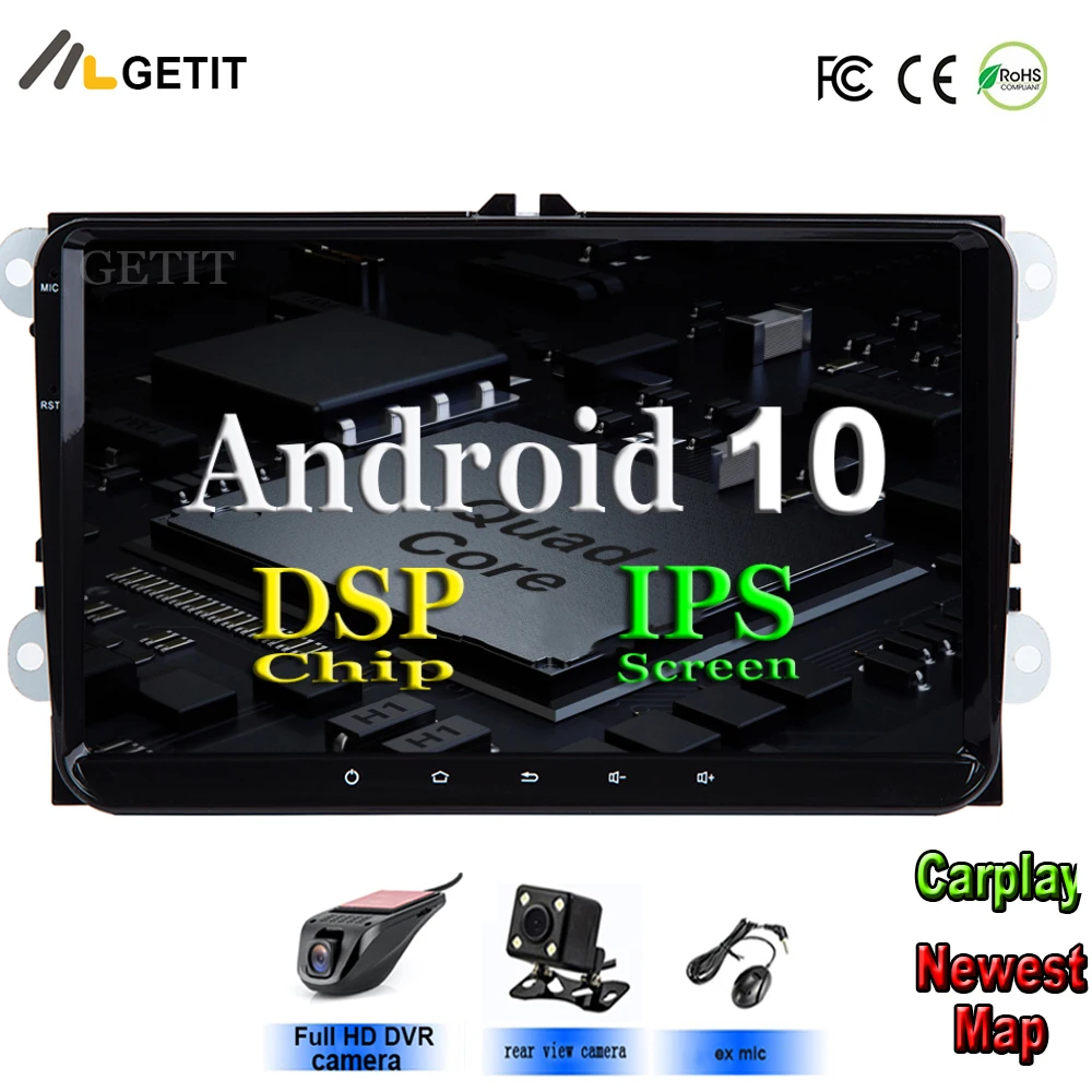 Автомобильный мультимедийный плеер Android 10 для vw Seat Altea Toledo GOLF 5/6 Polo Passat B6 CC Tiguan Touran