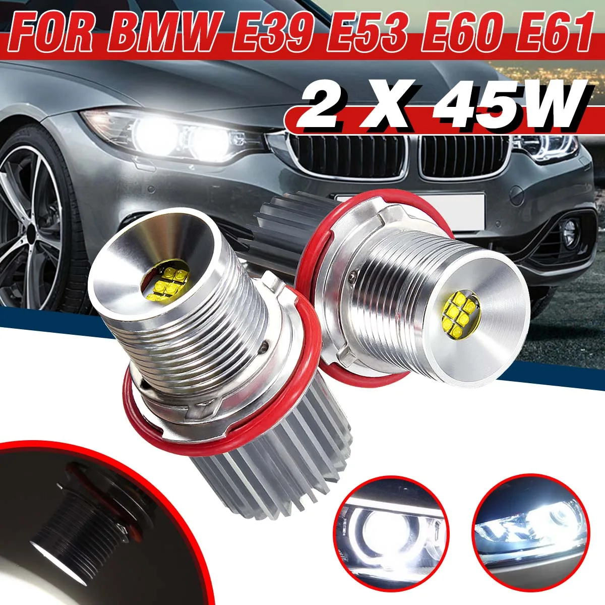 

2 шт., Автомобильные светодиодные галогенные лампы 45 Вт для BMW E39 E53 E60 E61