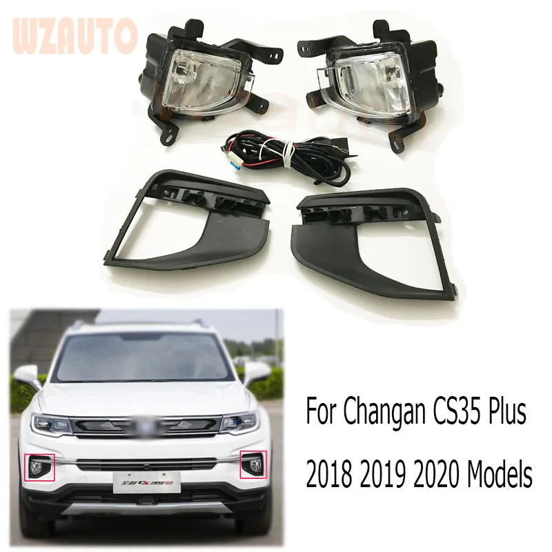 

WZAUTO 1set Front Bumper Fog Light Fog Lamp With Wire Harness Kit For Changan CS35 Plus 2018 2019 2020