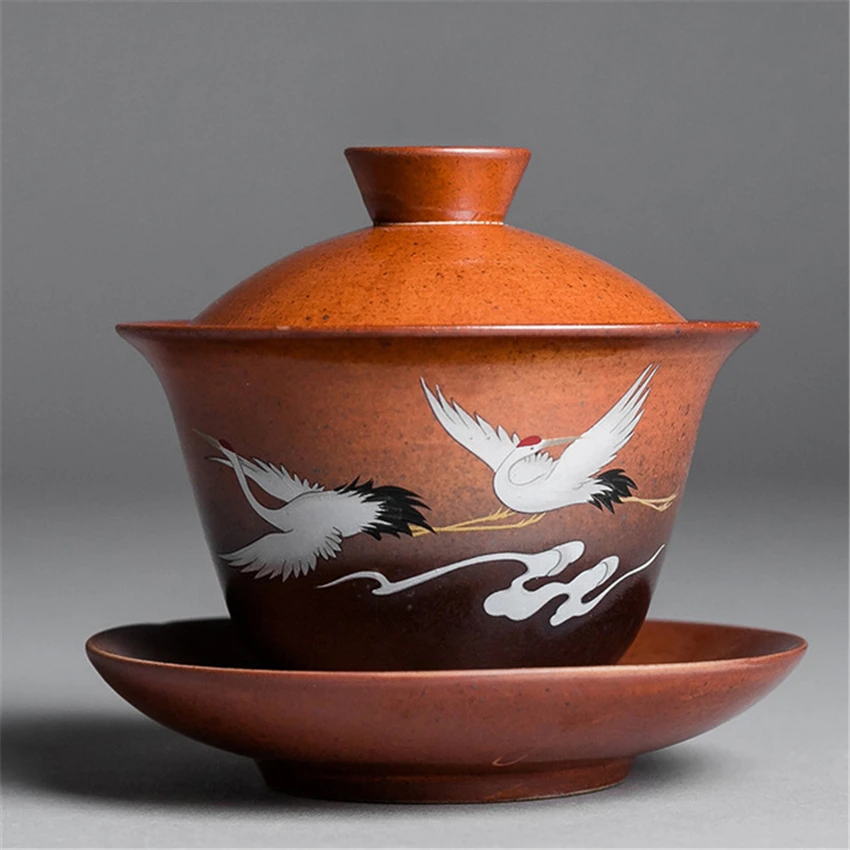 Чайный набор с эмалью Gaiwan расписанный вручную керамический чайный кунг фу чайная