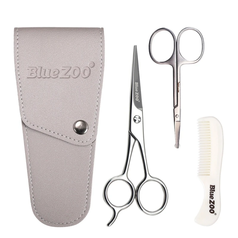 

Bluezoo 3 шт./компл. набор для ухода за бородой профессиональные ножницы для волос и бороды ножницы и расческа для мужчин для стрижки бороды