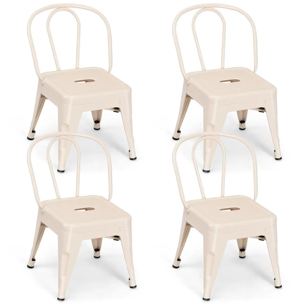

Set of 4 Tolix Kid Stool Metal Chair Stackable Toddlers Kindergarten Nature
