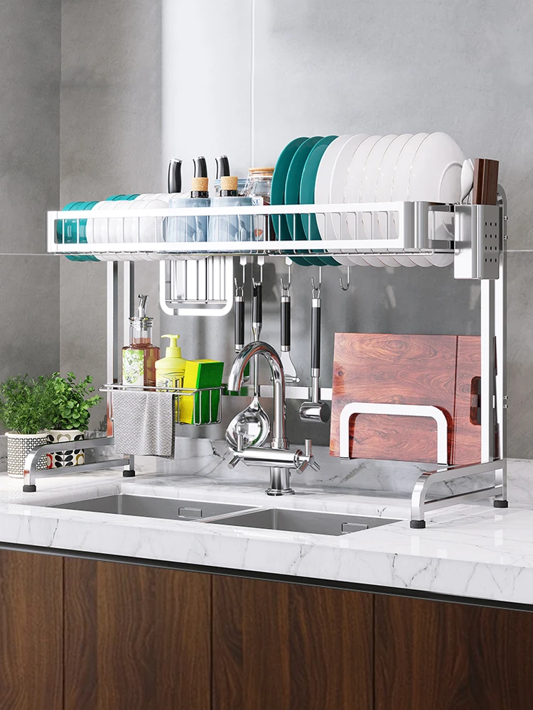 

Kitchen Stainless Steel Sink Shelf Bowl Dish Rack Knife Rack Drainage Rack Household Kitchen Shelf Bowl Chopsticks Filter Rack