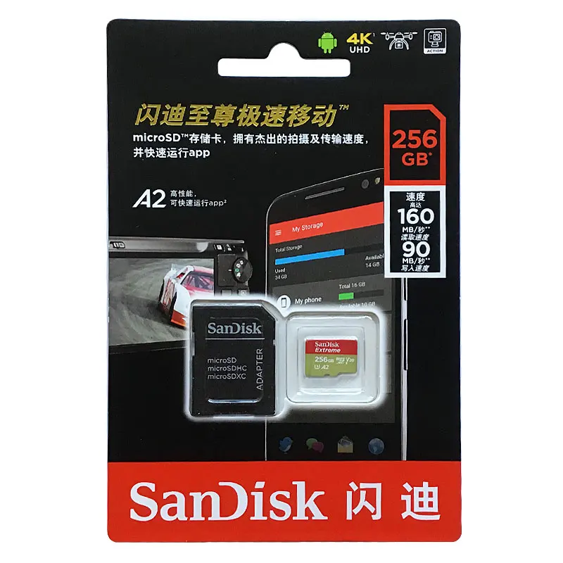 SanDisk Extreme Micro SD карта 256 ГБ/128 ГБ/64 Гб microSDXC U3 32 Гб microSDHC V30 U3 TF карта Carte SD UHS-I Поддержка MicroSD 4K UHD