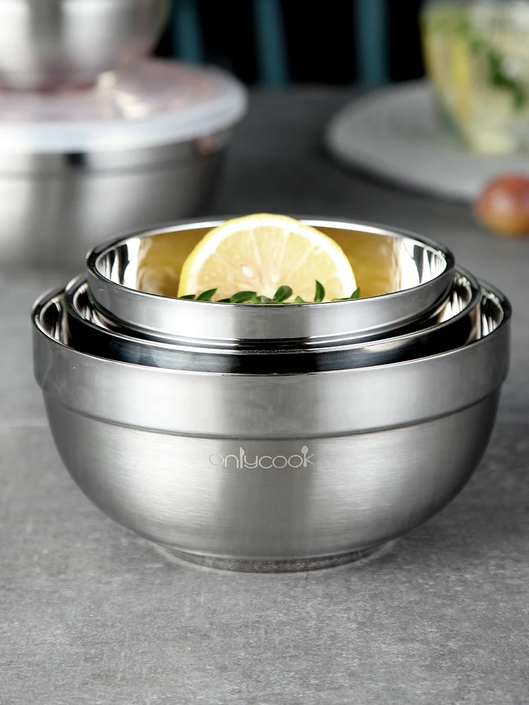 

304 Stainless Steel Bowl Food Grade Anti-Scald Korean Children Baby Anti-Fall Small Bowl Tableware Household