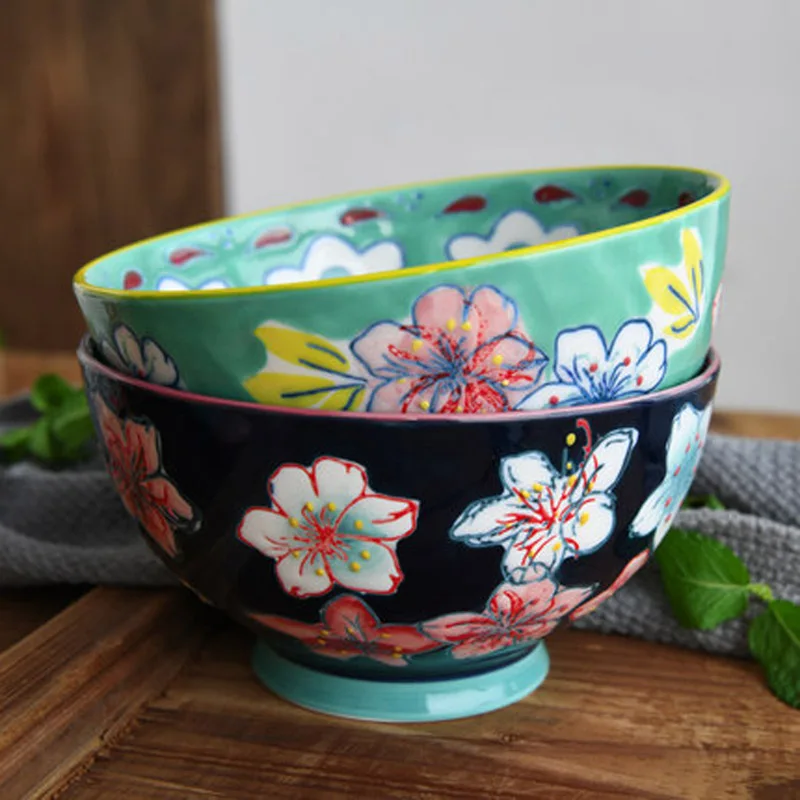 FANCITY High-End изысканная ручная роспись Керамика посуда лапши Салатница миска для