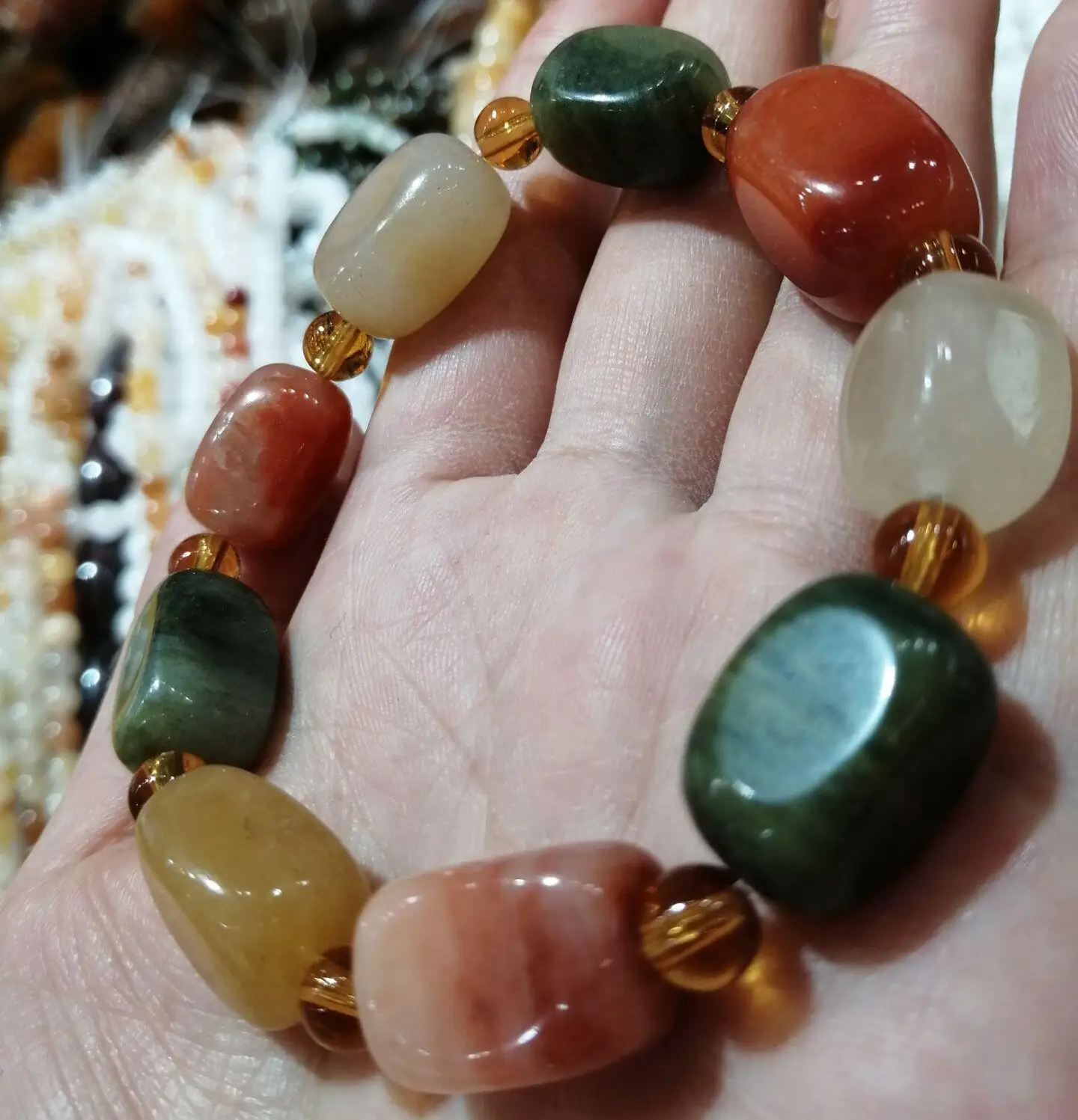 Женский натуральный красочный браслет бусины из агата эластичный бисера