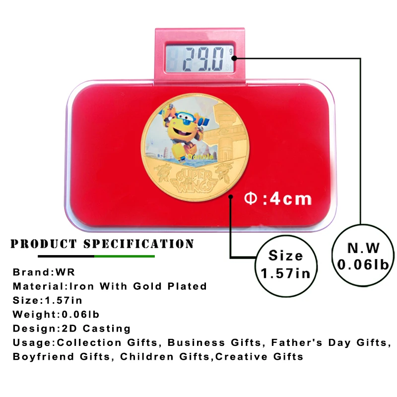 WR супер герой позолоченные монеты с держателем монет 3D анимация робот самолет
