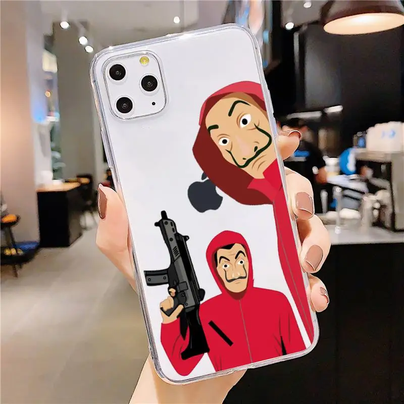 

Money Heist la casa de papel Phone Case Transparent soft For iphone 5 5s 5c se 6 6s 7 8 11 12 plus mini x xs xr pro max